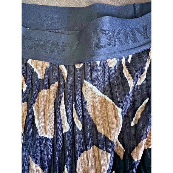 DKNY Women's Pull-On Printed Pleated Midi Skirt Black Brown L - Picture 9 of 10